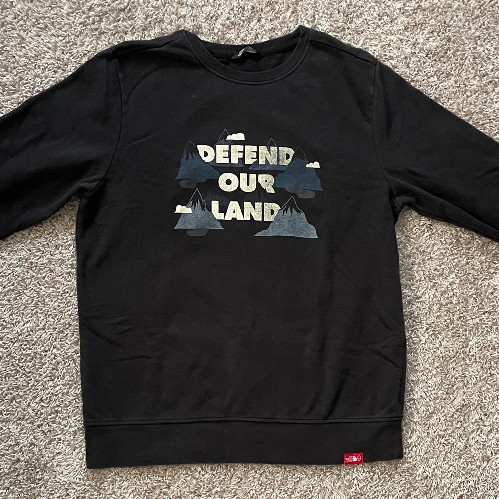 The North Face Defend Our Land Black Sweatshirt Mountains Size Large